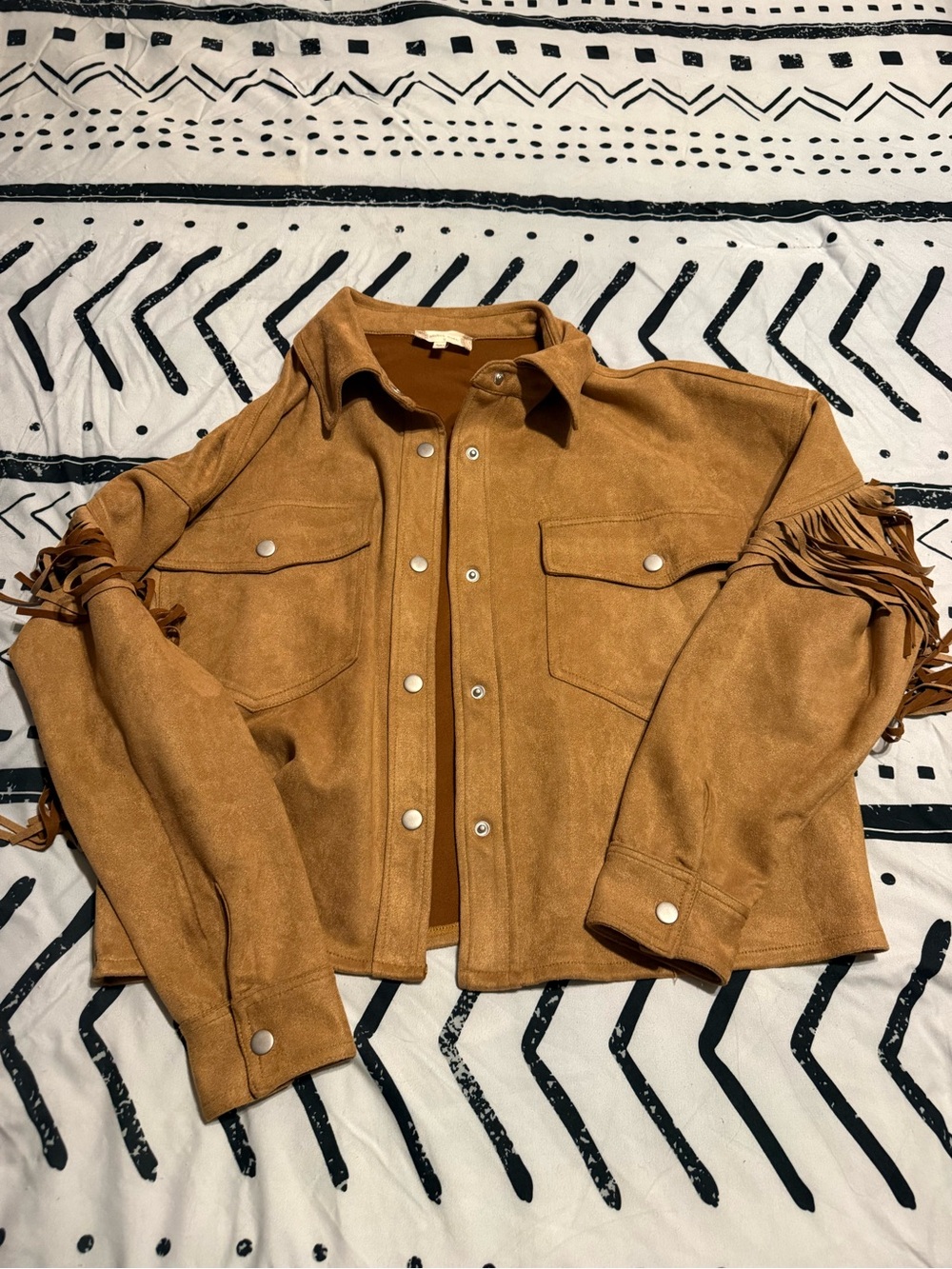 Altard State Fringe Snap-Front Jacket - Tan